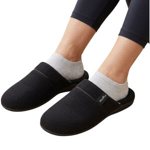 ERGOfoot Orthopedic Slippers Women’s Size 8 Arch Support Memory Foam Black
